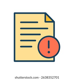 Document with a warning sign icon illustration element