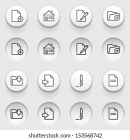 Document web contour web icons on white buttons.
