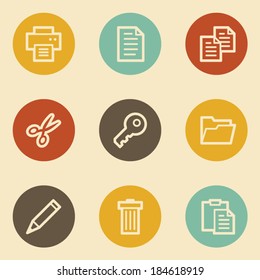 Document web icon set 1, retro circle buttons