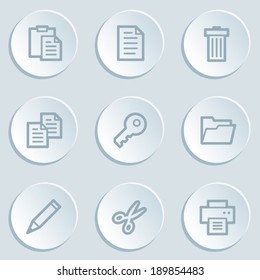 Document web icon set 1, white sticker buttons
