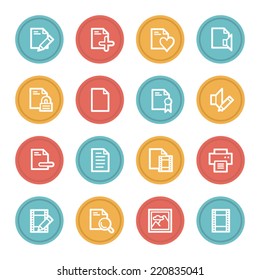 Document web icon set 1, color circle buttons
