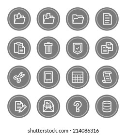 Document web icon set 2, grey circle buttons