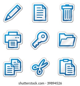 Document web icons, blue contour sticker series