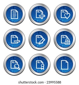 Document web icons, blue electronics buttons series set 2