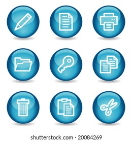 Document web icons, blue glossy sphere series