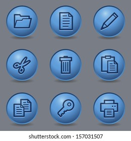 Iconos web de documentos, botones azul circular