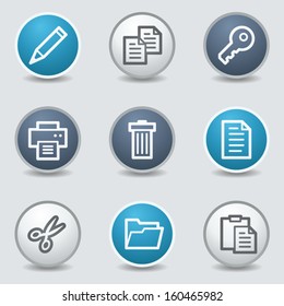 Document web icons, circle blue buttons