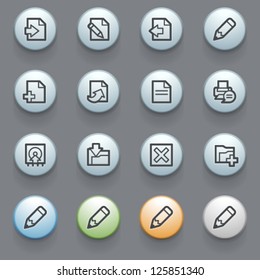 Document web icons with color buttons on gray background.
