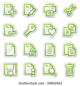 Document web icons, green contour sticker series