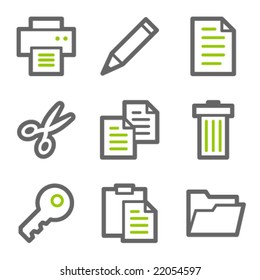 Document web icons, green and gray contour series