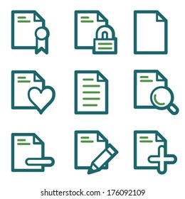 Document web icons, green line set