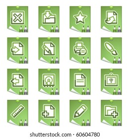 Document web icons. Green series.