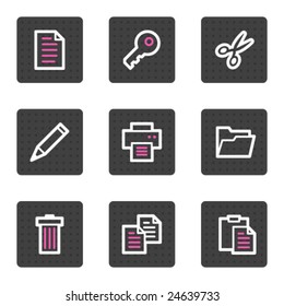 Document web icons, grey square buttons series