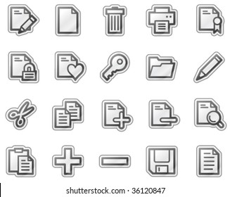 Document web icons, grey sticker series