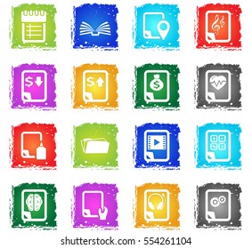 document web icons in grunge style for user interface design