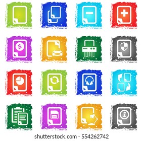 document web icons in grunge style for user interface design