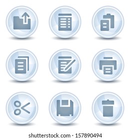 Document web icons, light blue glossy circle  buttons