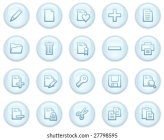 Document web icons, light blue circle buttons series