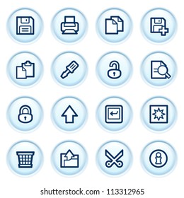  Document web icons on blue buttons. Set 1.