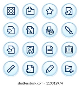 Document web icons on blue buttons.