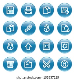 Document web icons on blue buttons.