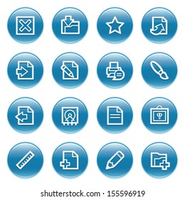 Document web icons on blue buttons.