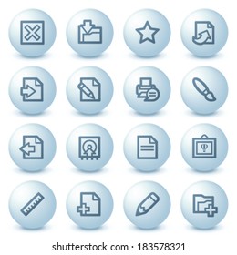 Document web icons on blue buttons.