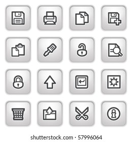 Document web icons on gray buttons, set 1.