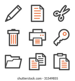 Document web icons, orange and gray contour series