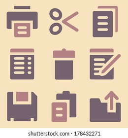Retro-Farbserie der Web-Symbole von Dokumenten
