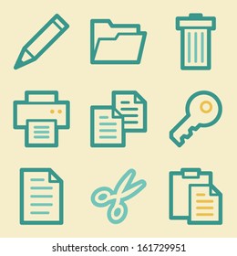 Iconos web de documentos, colores retro