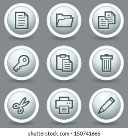 Document web icons set 1, circle grey matte buttons