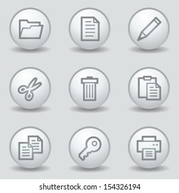 Iconos web del documento conjunto 1, botones de mate blanco circular