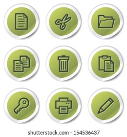Document web icons set 1, green circle stickers