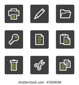 Document web icons set 1, grey square buttons series