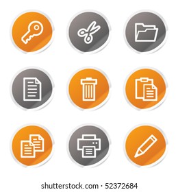 Document web icons set 1, orange and grey stickers