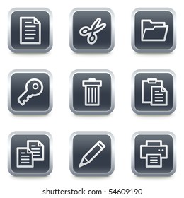 Document web icons set 1, grey square buttons