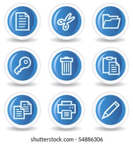Document web icons set 1, blue glossy circle buttons