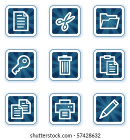 Document web icons set 1, navy square buttons