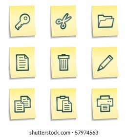Document web icons set 1, yellow notes series