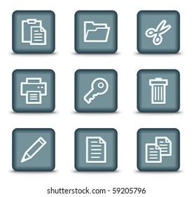Document web icons set 1, grey square buttons