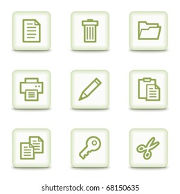 Document web icons set 1, white glossy buttons