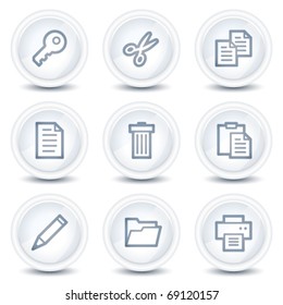 Document web icons set 1, white glossy circle buttons