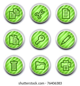 Document web icons set 1, green glossy circle buttons