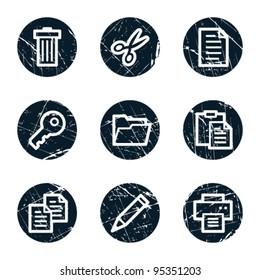 Document web icons set 1, grunge circle buttons