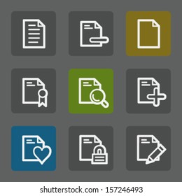 Document web icons set 2, flat buttons