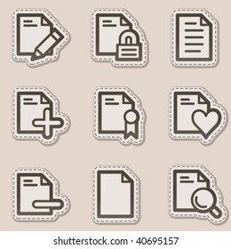 Document web icons set 2, brown contour sticker series