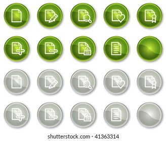 Document web icons set 2, green and grey circle buttons series