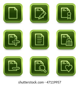 Document web icons set 2, green square buttons series