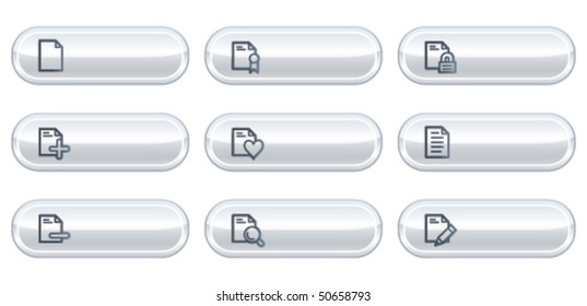 Document web icons set 2, white buttons with copyspace